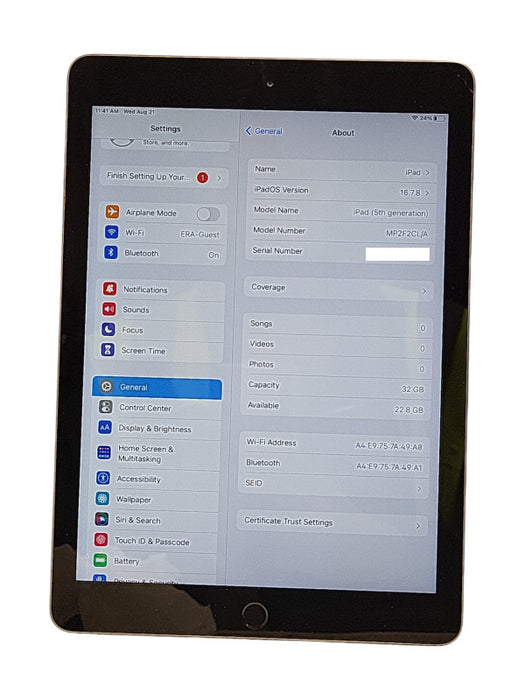 Apple iPad 5th Gen 32GB Unlocked with Case, Wi-Fi Only, PLEASE READ $