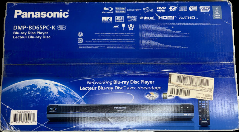 Panasonic Blu-ray Disc Player DMP-BD65PC-K Brand-New READ!