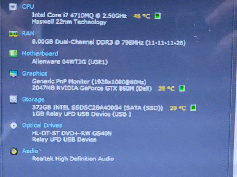 Alienware m17x| i7-4710MQ| 8GB DDR3| GTX 860M| 400GB SSD  β Lap200