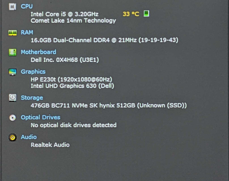 Dell OptiPlex 5090 SFF, i5-10505 3.20GHz 6C, 16GB DDR4, 512GB NVMe