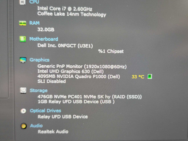 Dell Precision 5530| i7-8850H| 32GB DDR| Quadro P1000| 512GB SSD  β Lap200