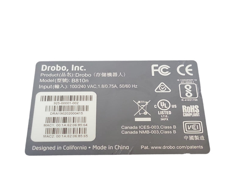 Drobo B810n 8-Bay NAS Dual Ethernet 2x 2TB Hard Drives, READ _