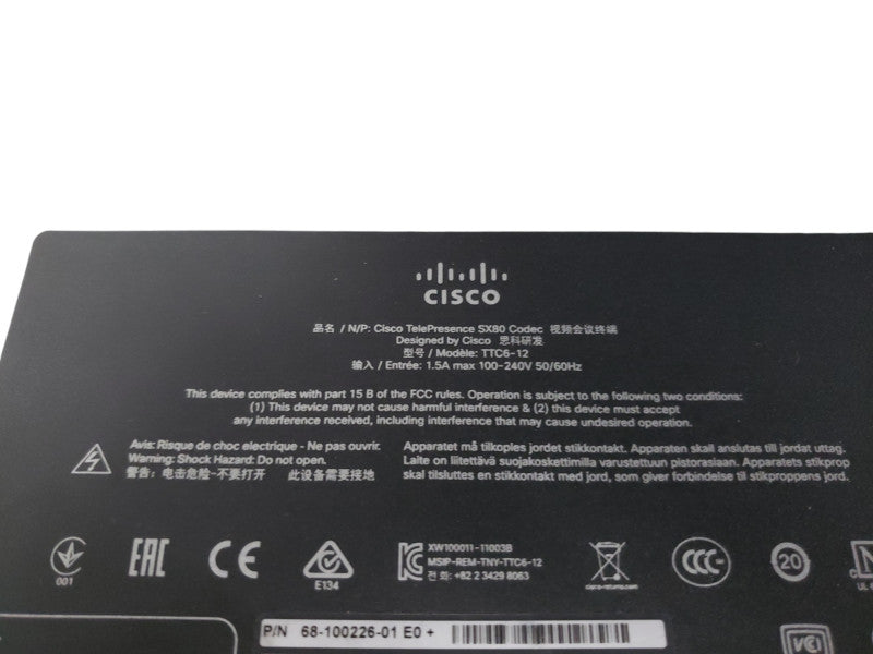 Cisco TelePresence SX80 Codec TTC6-12 Video Conference System 68-100226-01