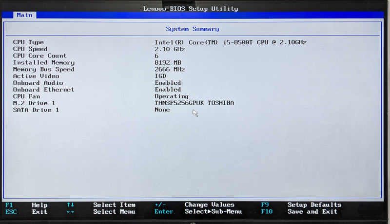 Lenovo ThinkCentre M720q, i5-8500T 2.10GHz 6C, 8GB DDR4, 256GB NVMe, WiFi