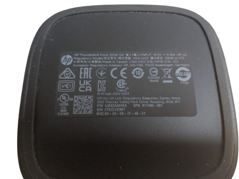 HP Thunderbolt Dock G4 120W Docking Station | 4J0A2AA#ABA | No AC Adapter Q