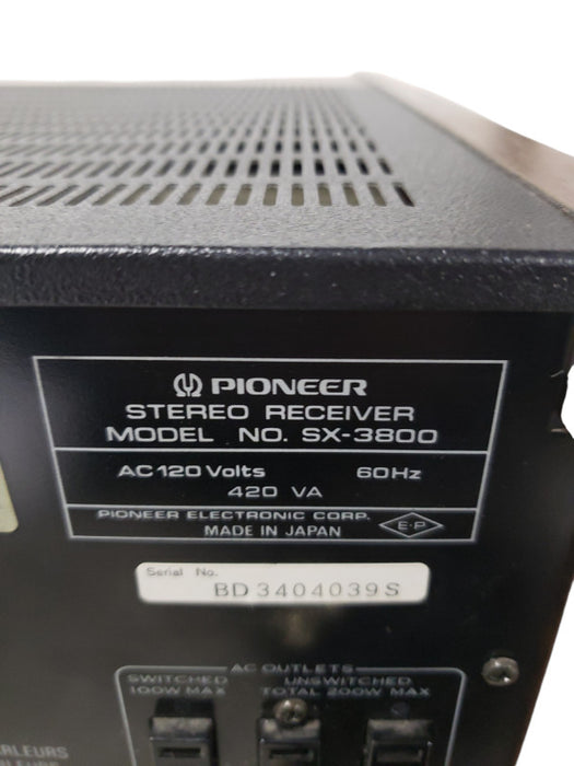 Vintage Pioneer SX-3800 Stereo Receiver Made in Japan