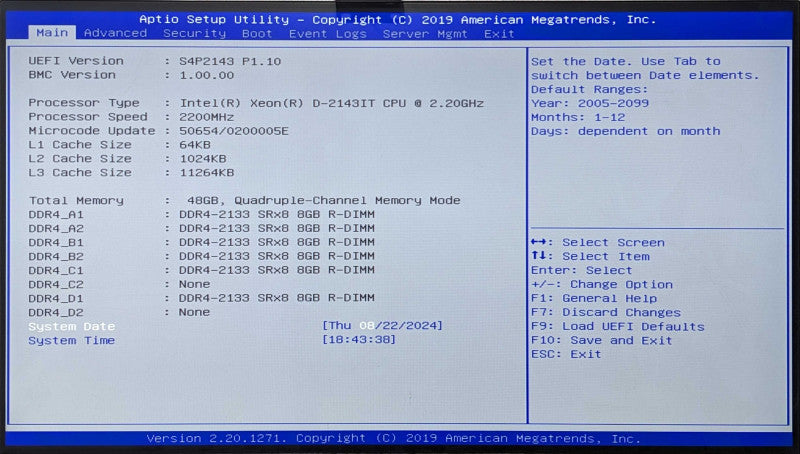 Datto Siris S4P6 1U 4-Bay Rackmount NAS Xeon D-2143IT 2.20GHz 48GB RAM No HDD