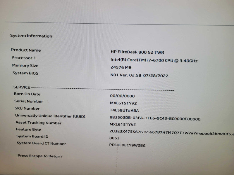 HP EliteDesk 800 G2 TWR - Core i7-6700 | 24GB RAM | NO HDD %