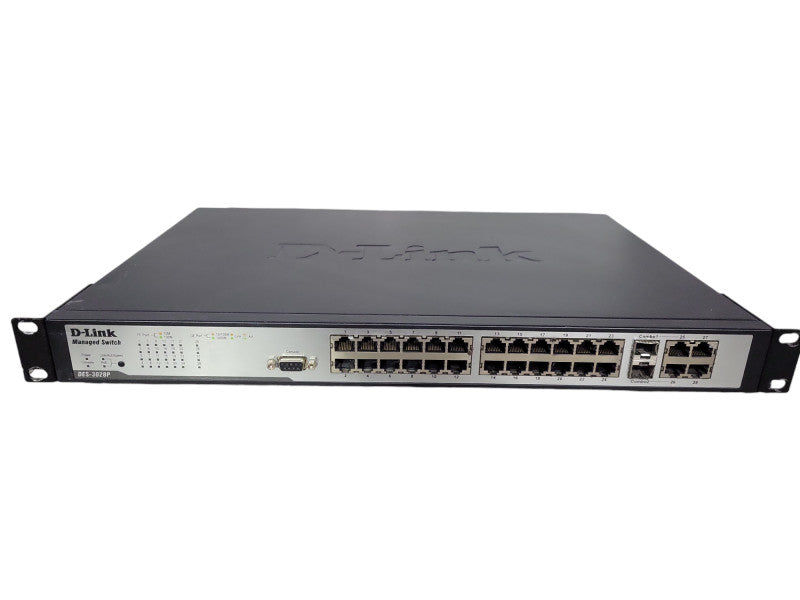 D-Link 28-Port Managed Switch DES-3028P Gigabit Ethernet w/Rack Mount Ears !