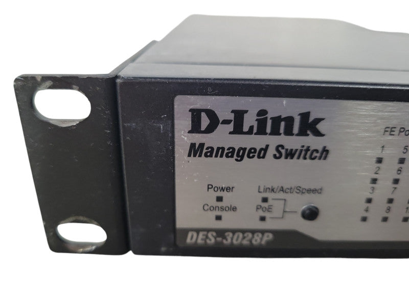 D-Link 28-Port Managed Switch DES-3028P Gigabit Ethernet w/Rack Mount Ears !