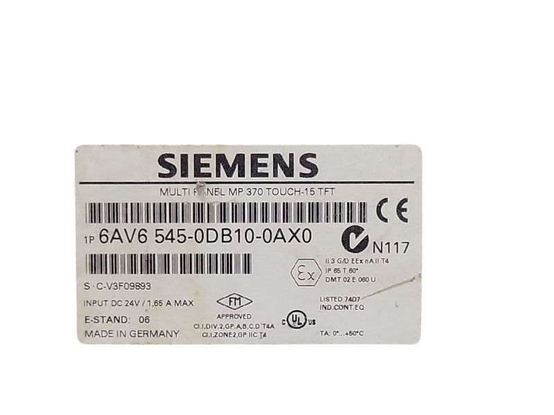 Siemens Multi Panel MP370 Touch-15 TFT / 6AV6 545-0DB10-0AX0, READ _