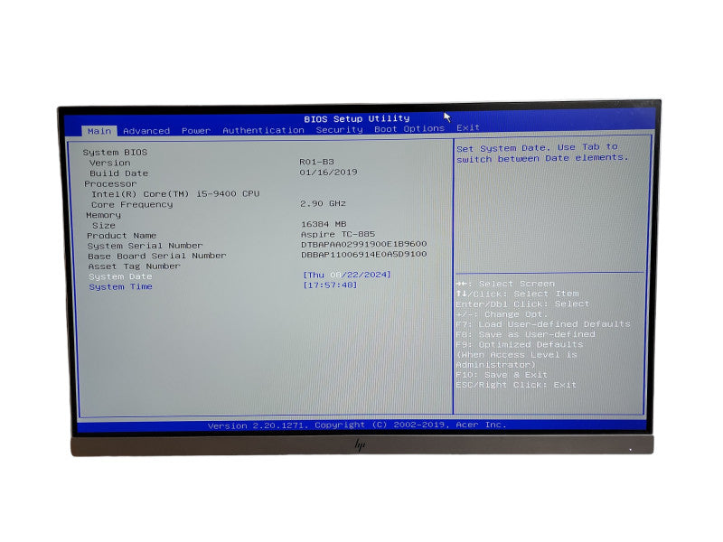 Acer Aspire TC - 885 Intel i5 - 9400 CPU @ 2.90GHz 16GB DDR4 Ram θ