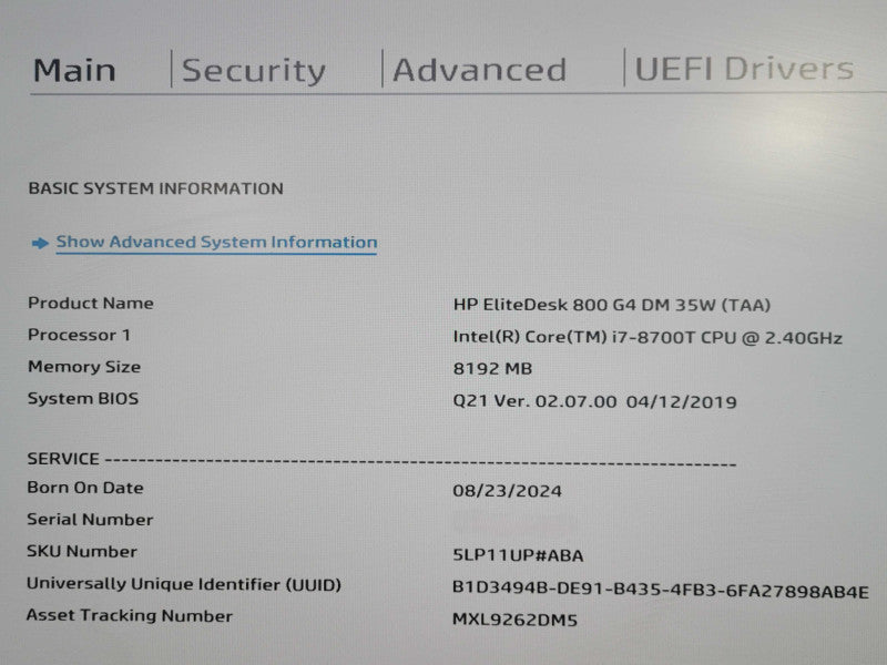 HP EliteDesk 800 G4 SFF, i7-8700T 2.40GHz , 8GB DDR4, 512GB NVMe !