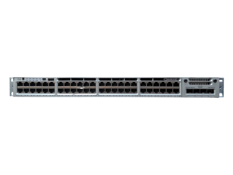 Cisco WS-C3850-48P-S Gigabit PoE Switch w/C3850-NM-4-1G, 1x 715W PSU Q