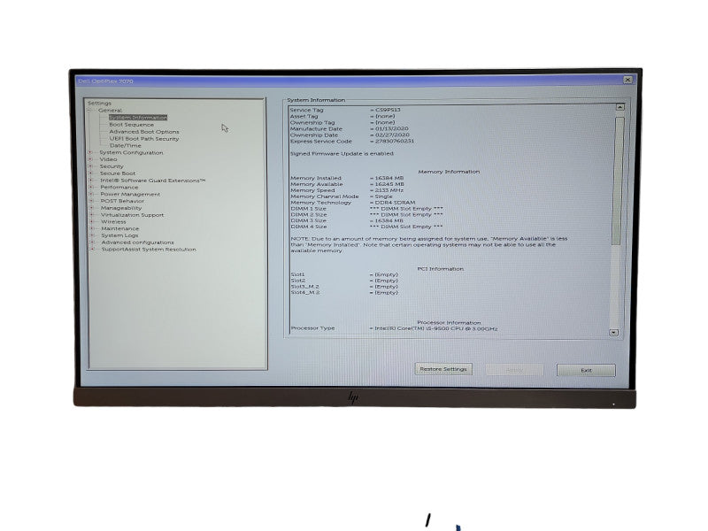 Dell OptiPlex 7070 SFF i5 - 9500 CPU @ 3.00GHz 16GB DDR4 Ram  Qθ