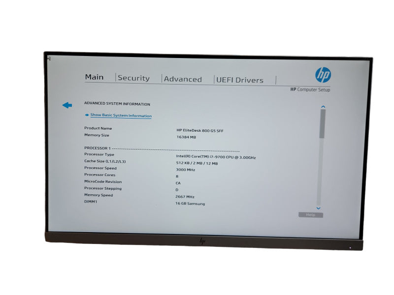 HP EliteDesk 800 G5 SFF Intel i7 - 9700 CPU @ 3.00GHz 16GB DDR4 Ram θ
