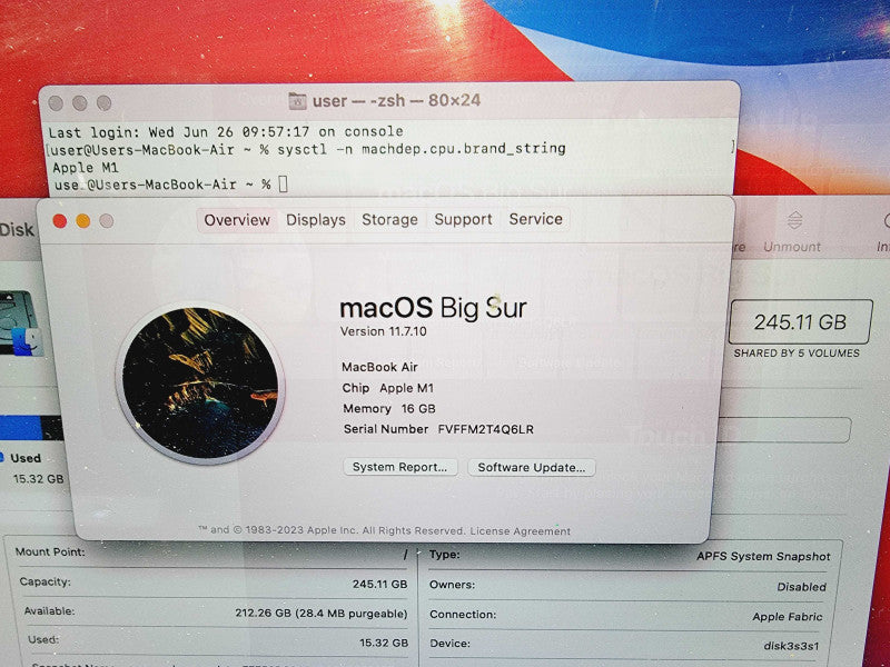 Apple Macbook Air 2020 13" 8-Core M1 @ 3.2GHz 16GB Ram 256GB SSD [Read] (