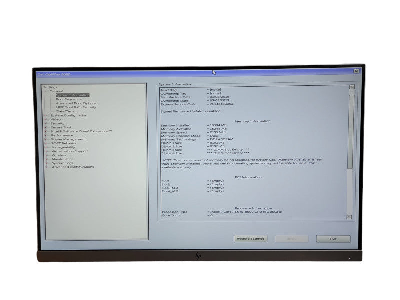 Dell OptiPlex Plus SFF 5060 Intel Core i5 - 8500 CPU @ 3.00GHz 16GB DDR4 Ram θ