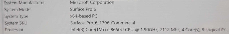 Microsoft Surface Pro 6 1796 | i7-8650U 1.9GHz, 16GB RAM, 512GB SSD *READ* _ Lap200