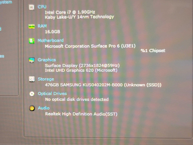 Microsoft Surface Pro 6 1796 | i7-8650U 1.9GHz, 16GB RAM, 512GB SSD *READ* _ Lap200
