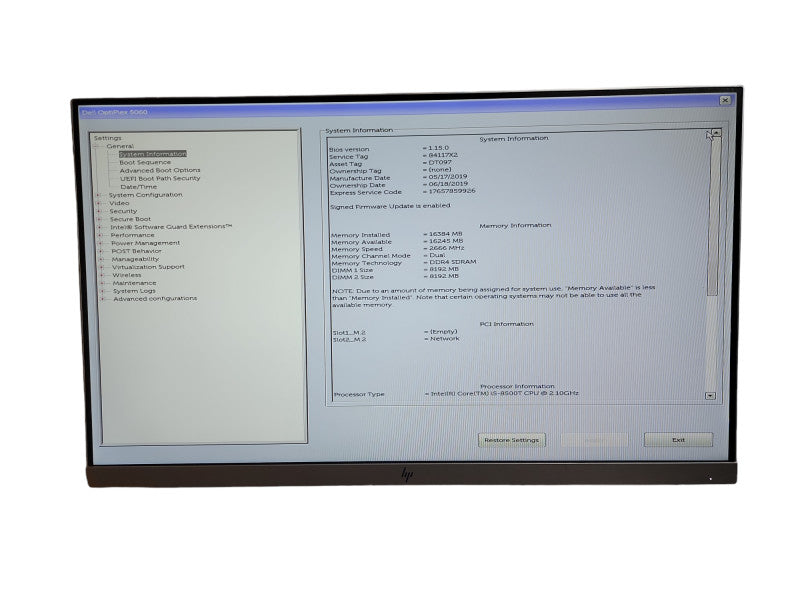 Dell OptiPlex 5060 Micro i5 - 8500T  CPU @ 2.10Ghz 16GB DDR4 Ram Qθ
