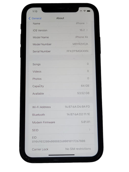 iPhone XR Unlocked 64GB Phone, See Detail Q_