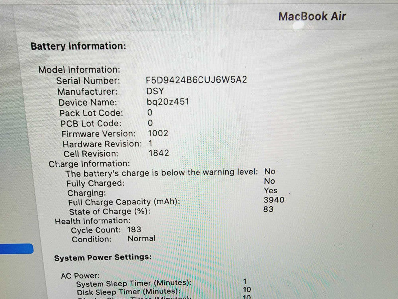 Apple Macbook Air Retina 2019 13" 2-Core i5-8210Y @ 1.6GHz 16GB DDR3 512GB SSD (