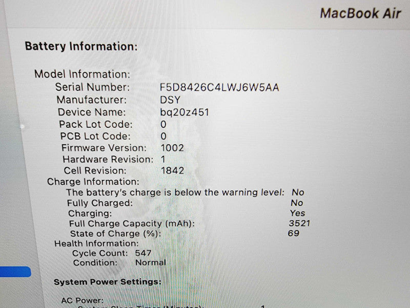 Apple Macbook Air Retina 2018 13" 2-Core i5-8210Y @ 1.6GHz 16GB DDR3 256GB SSD (