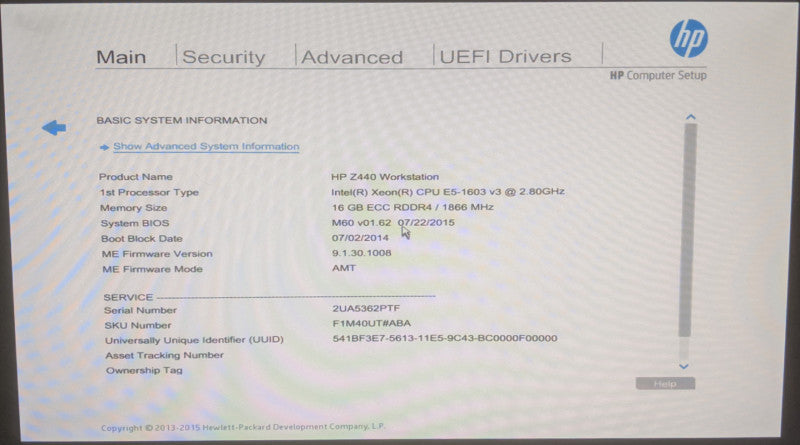 HP Z440 | Xeon E5-1603 v4 | 16GB DDR4 | NO HDD | QUADRO NVS 310 | 700WPSU