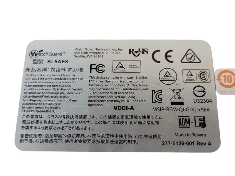 WatchGuard Firebox M400 KL5AE8 8Gbps Gigabit Managed Firewall, READ Q_