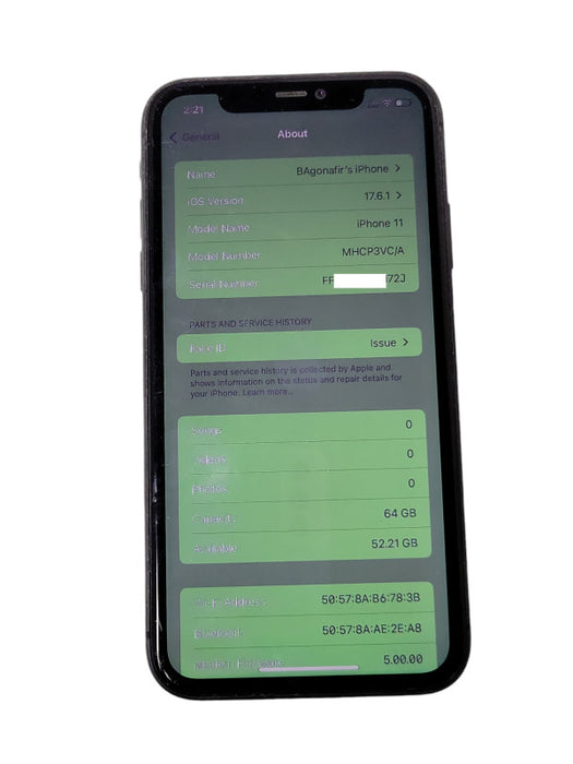 Apple iPhone 11 64GB UNLOCKED, READ Detail _