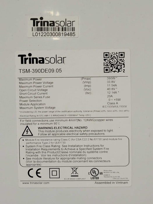 trina solar panel 390 Watt Solar panel, only. READ _
