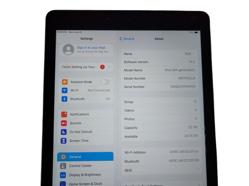 Apple iPad 6th Gen - 32GB - Gray (*