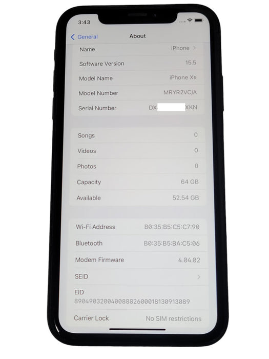 iPhone XR Unlocked 64GB Phone, 86% battery capacity _
