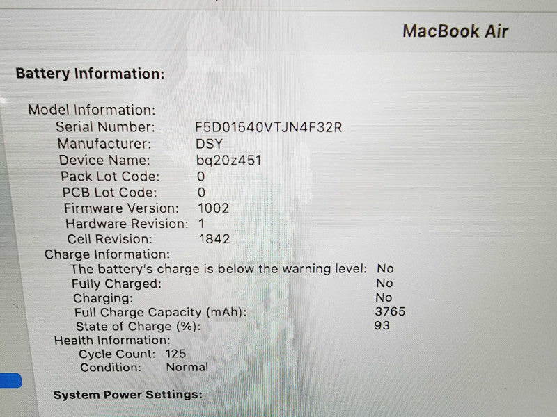 Apple Macbook Air Retina 2020 13" 4-Core i5-1030NG7 @ 1.1GHz 8GB DDR4 512GB SSD (