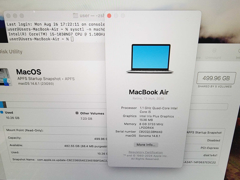 Apple Macbook Air Retina 2020 13" 4-Core i5-1030NG7 @ 1.1GHz 8GB DDR4 512GB SSD (