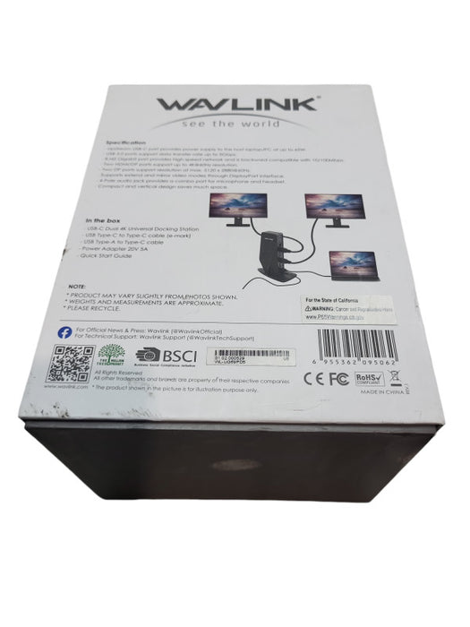 WAVLINK USB-C Dual 4K Universal Docking Station WL-UG69PD5 &