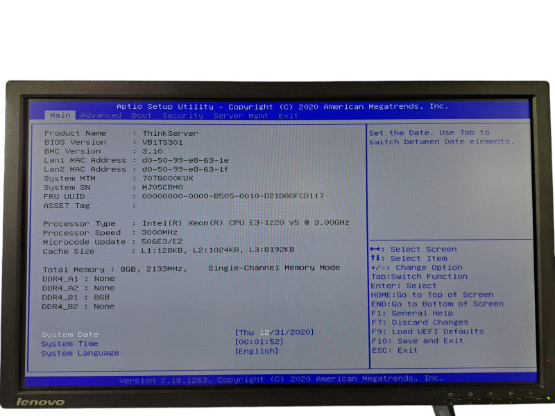 Lenovo RS160 SFF 1U Server | Xeon E3-1220 v5 @ 3.00GHz, 8GB DDR4, 2x 3.5"