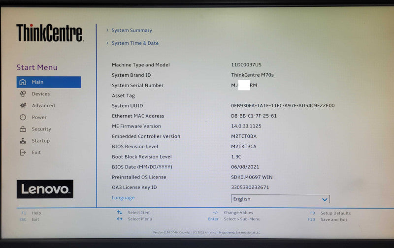Lenovo ThinkCentre M70s SFF Core i5-10400 2.90Ghz 16GB RAM 500GB NVMe _