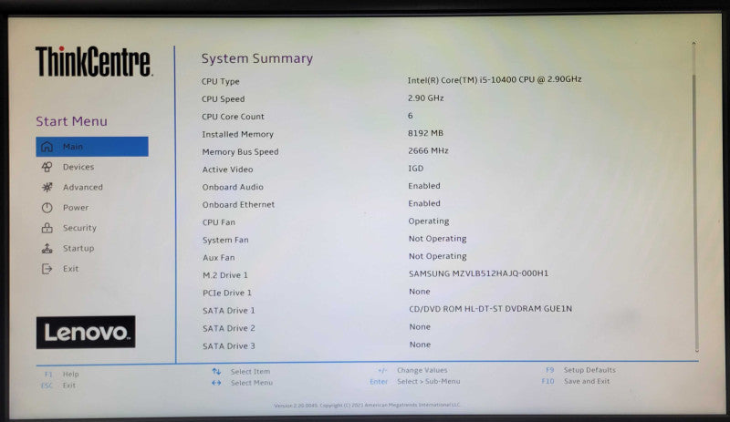 Lenovo ThinkCentre M70s SFF Core i5-10400 2.90Ghz 16GB RAM 500GB NVMe _