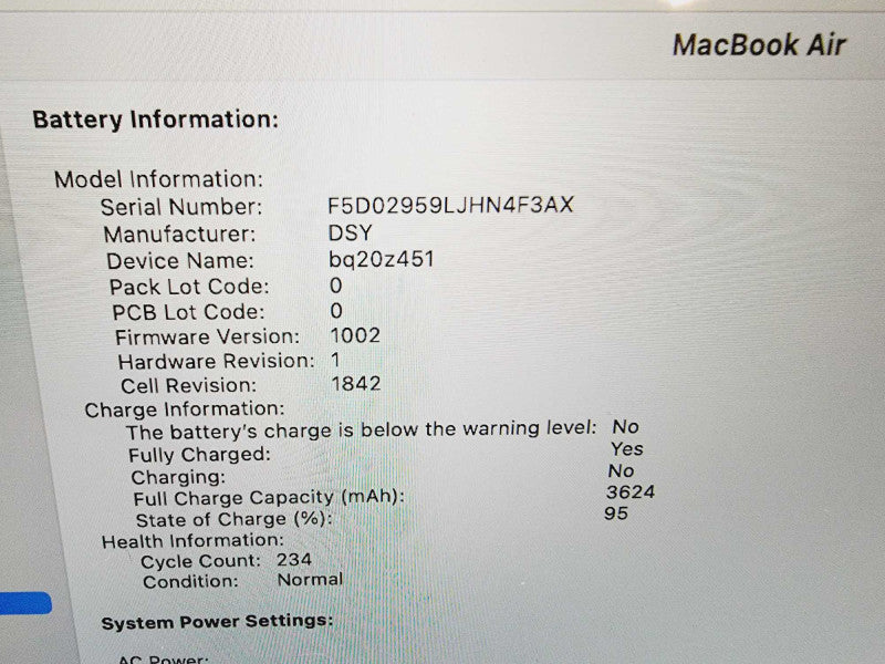 Apple Macbook Air Retina 2020 13" 4-Core i5-1030NG7 @ 1.1GHz 8GB DDR4 512GB SSD (