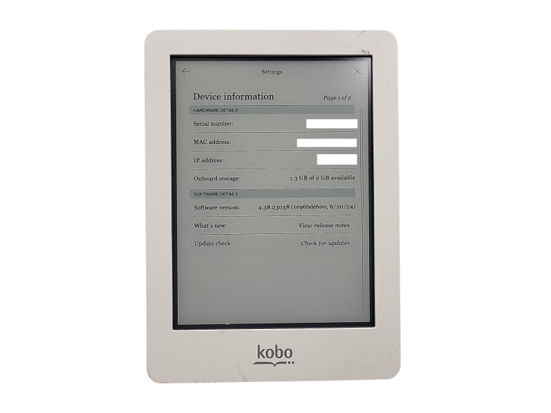 Kobo Glo N613 eReader 2GB $