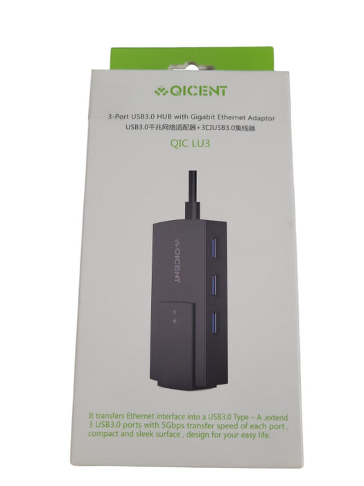 Qicent 3 Port USB 3.0 Hub With RJ45 10/100/1000 Gigabit Ethernet Converter !