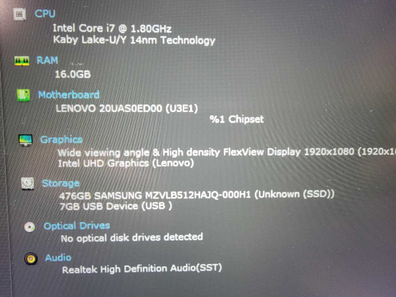 Lenovo X1 Carbon 13.9" | 4-Core i7-10510U @1.8GHz | 16GB RAM 512GB SSD - READ  Lap200