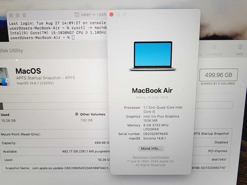 Apple Macbook Air Retina 2020 13" 2-Core i5-1030NG7 @ 1.1GHz 8GB DDR4 512GB SSD (