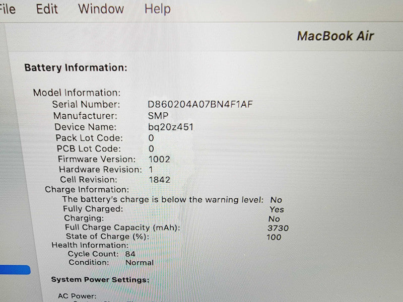 Apple Macbook Air Retina 2020 13" 2-Core i5-1030NG7 @ 1.1GHz 8GB DDR4 512GB SSD (