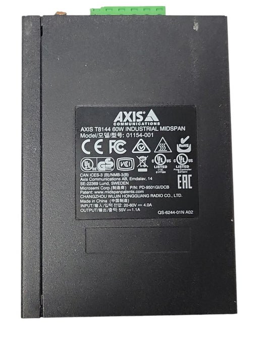 Axis T8144 60W Industrial Midspan 01154-001 55V 1.1Amp PoE injector Q_