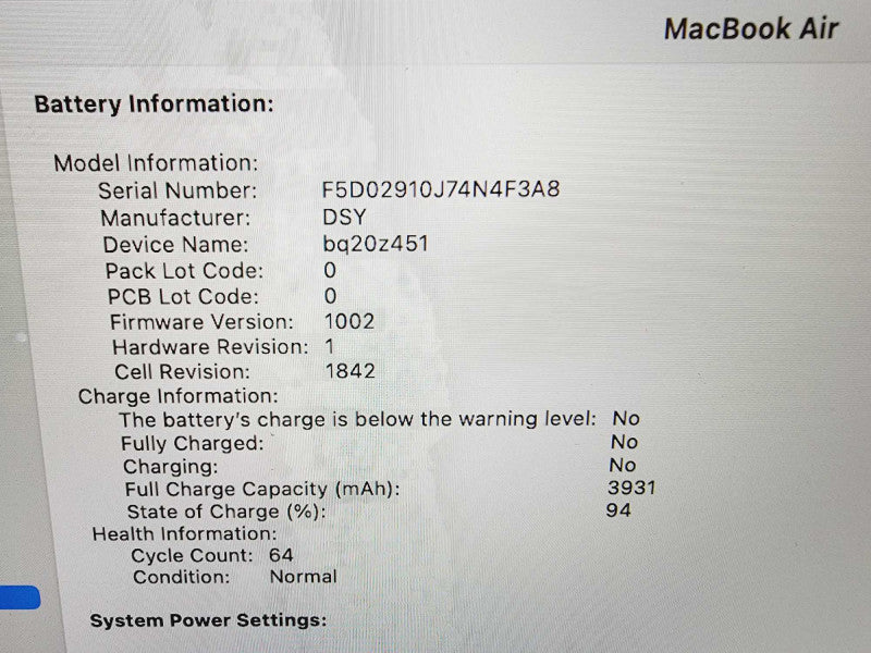 Apple Macbook Air Retina 2020 13" 4-Core i5-1030NG7 @ 1.1GHz 8GB DDR4 512GB SSD (