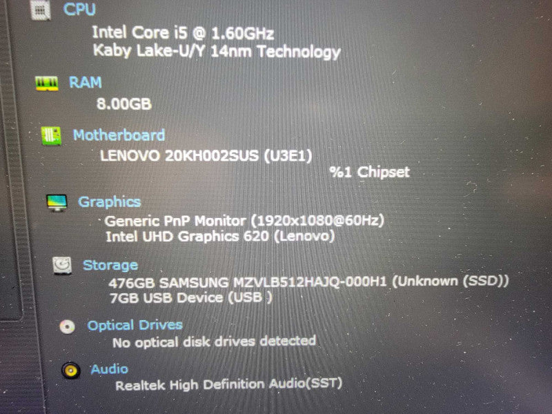 Lenovo X1 Carbon 6th Gen | 4-Core i5-8250U @1.6GHz | 8GB RAM | 512GB SSD  Lap200