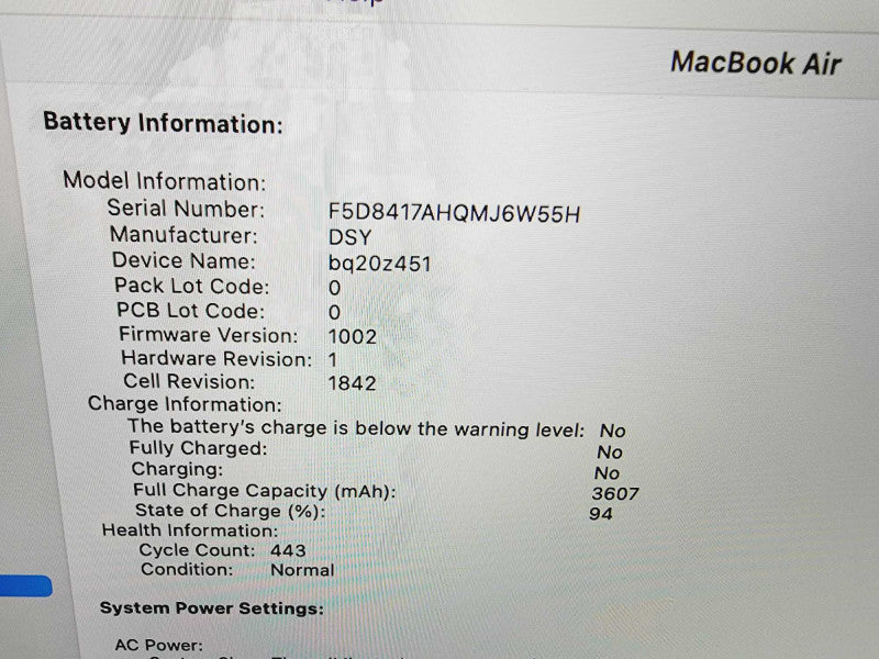 Apple Macbook Air Retina 2018 13" 2-Core i5-8210Y @ 1.6GHz 8GB DDR3 256GB SSD (